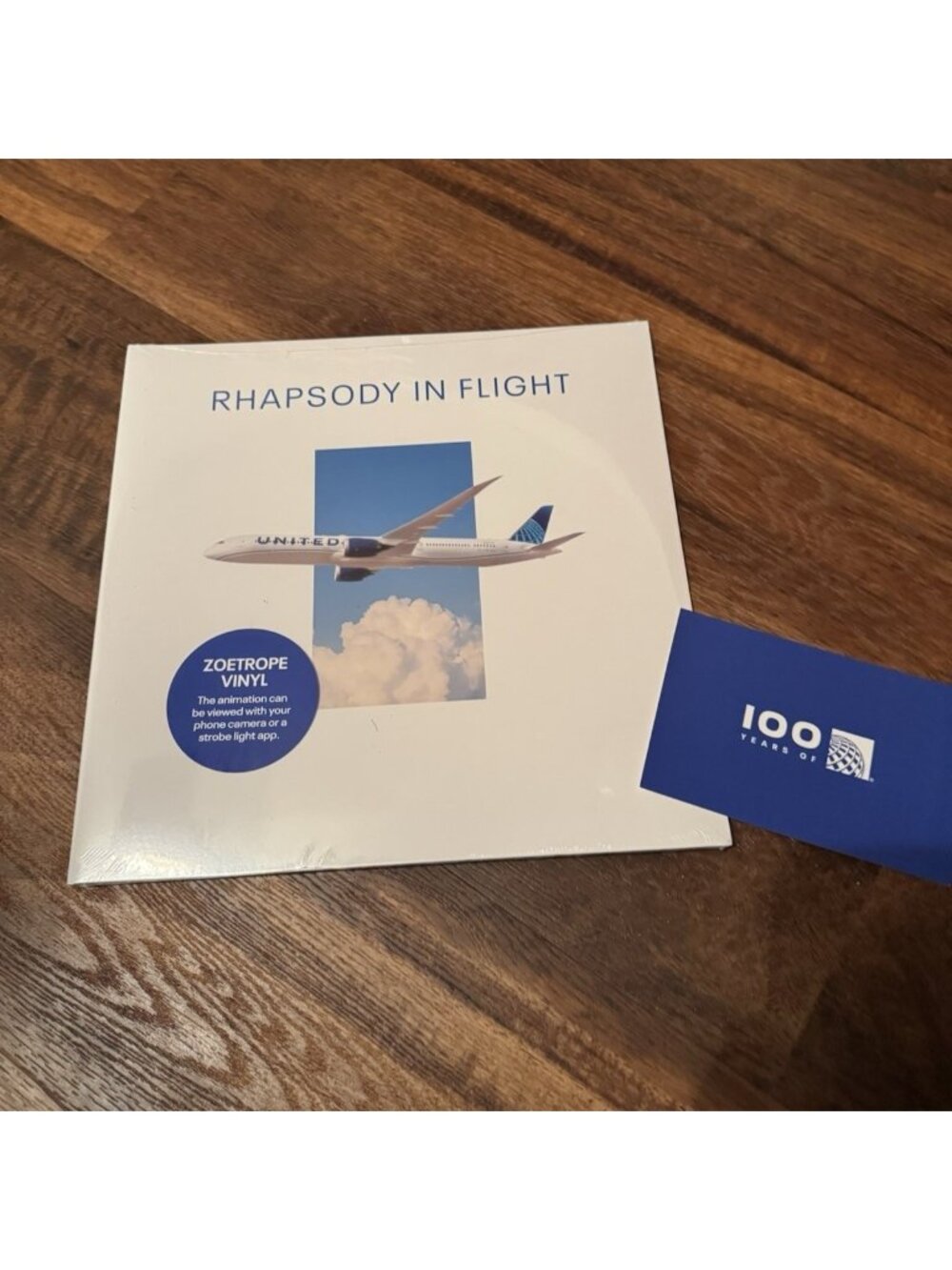 United Airlines 100 Rhapsody In Flight Air Zoetrope Blue Vinyl LP Record NEW